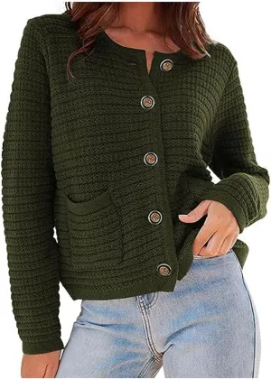 Womens Chunky Knit Cardigan Sweaters 2023 Fall Open Front Button Jacket Cardigan Sweaters for Women Trendy