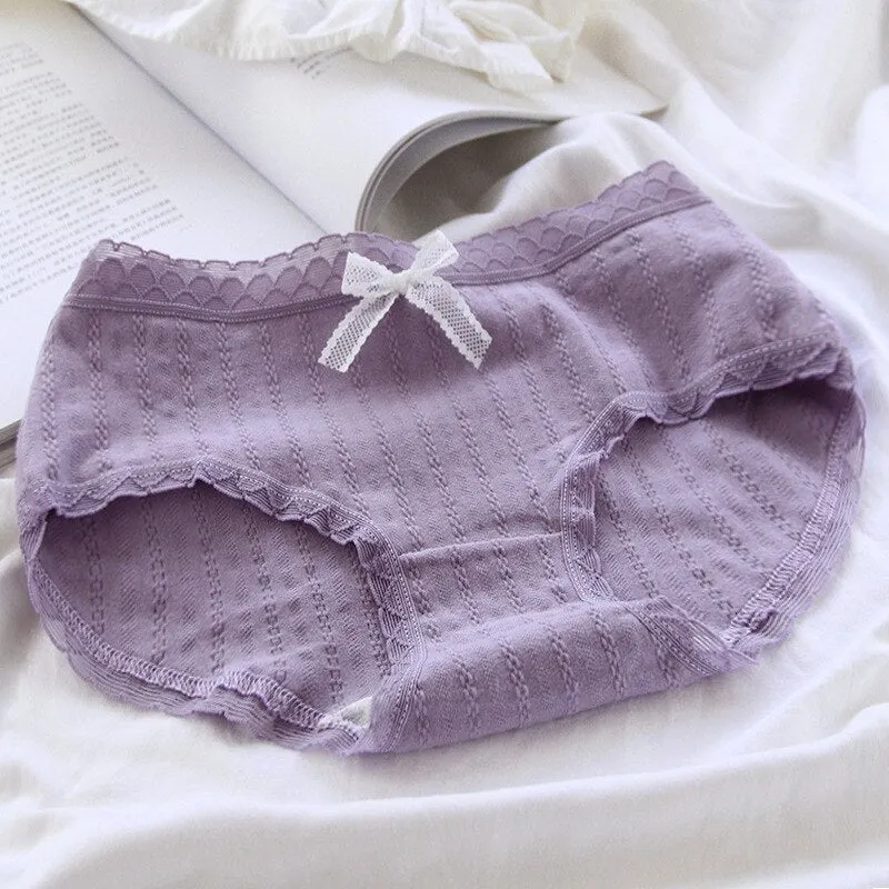 Women's Cotton Panties Flowers | Cute Purple Ruffles Panties - Cute