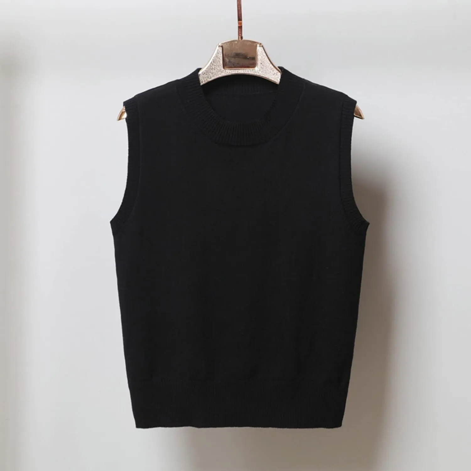 Womens Crew-Neck Knitted Sweater Vest,Sweater Vest,Pure Casual Business Dress Vest,Cable Knit Crop Tank Tops