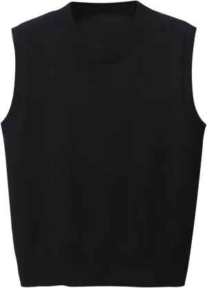 Womens Crew-Neck Knitted Sweater Vest,Sweater Vest,Pure Casual Business Dress Vest,Cable Knit Crop Tank Tops