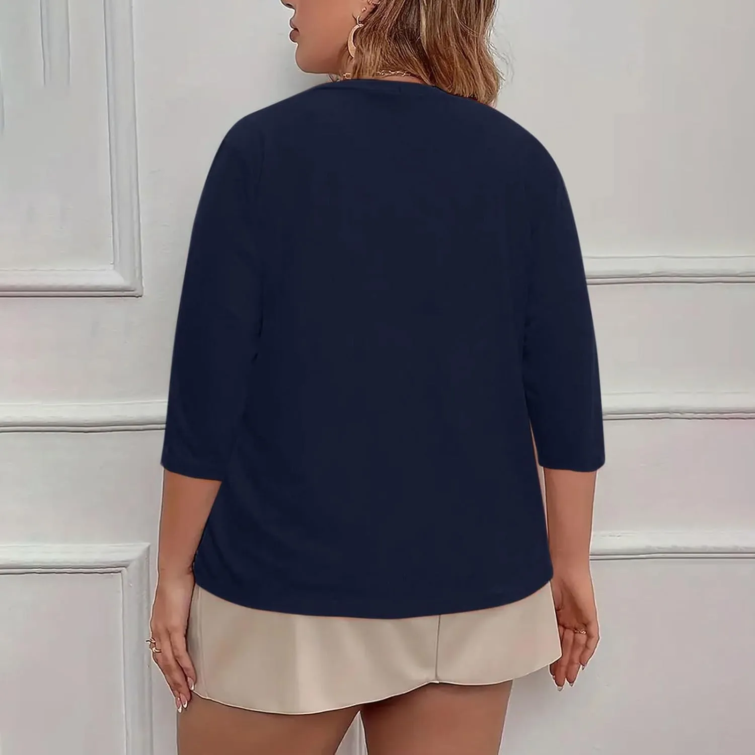 Women's Cropped Cardigans Lightweight Casual Half Sleeve Solid Color Plus Size Cardigan Open Front Trendy Blouse