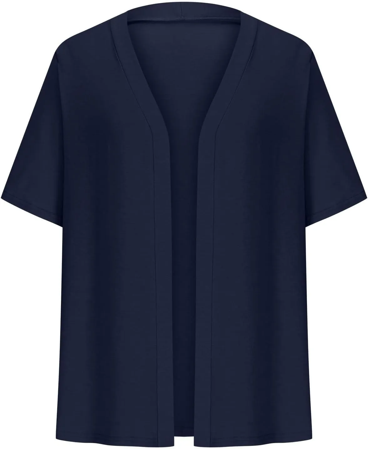 Women's Cropped Cardigans Lightweight Casual Half Sleeve Solid Color Plus Size Cardigan Open Front Trendy Blouse