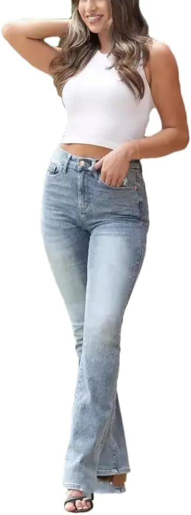 Women's Denim Jeans Mid-Rise Straight Fit Comfortable and Versatile Stretch Denim Jeans