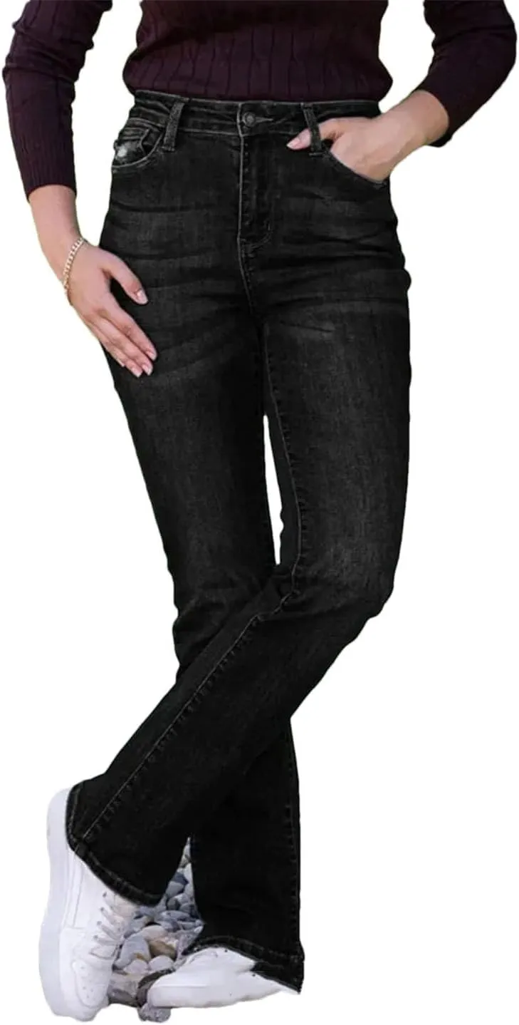 Women's Denim Jeans Mid-Rise Straight Fit Comfortable and Versatile Stretch Denim Jeans