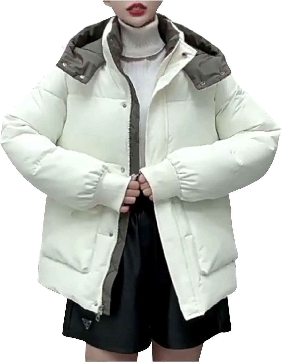 Women's Down Coats with Hood Thicken Winter Puffer Jackets Warm Puffy Quilted Jackets Padded Coats Parkas Outerwear