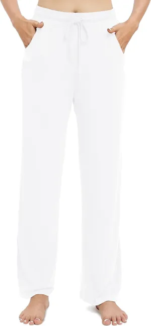 Women's Drawstring Casual Pants Stretchy High Waisted Loose Straight Leg Pants Jogger Trousers with Pockets