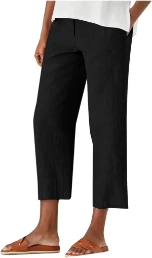 Women's Dress Capris Elegant Straight Leg Business Trousers High Waist Dressy Work Pants Summer Slacks