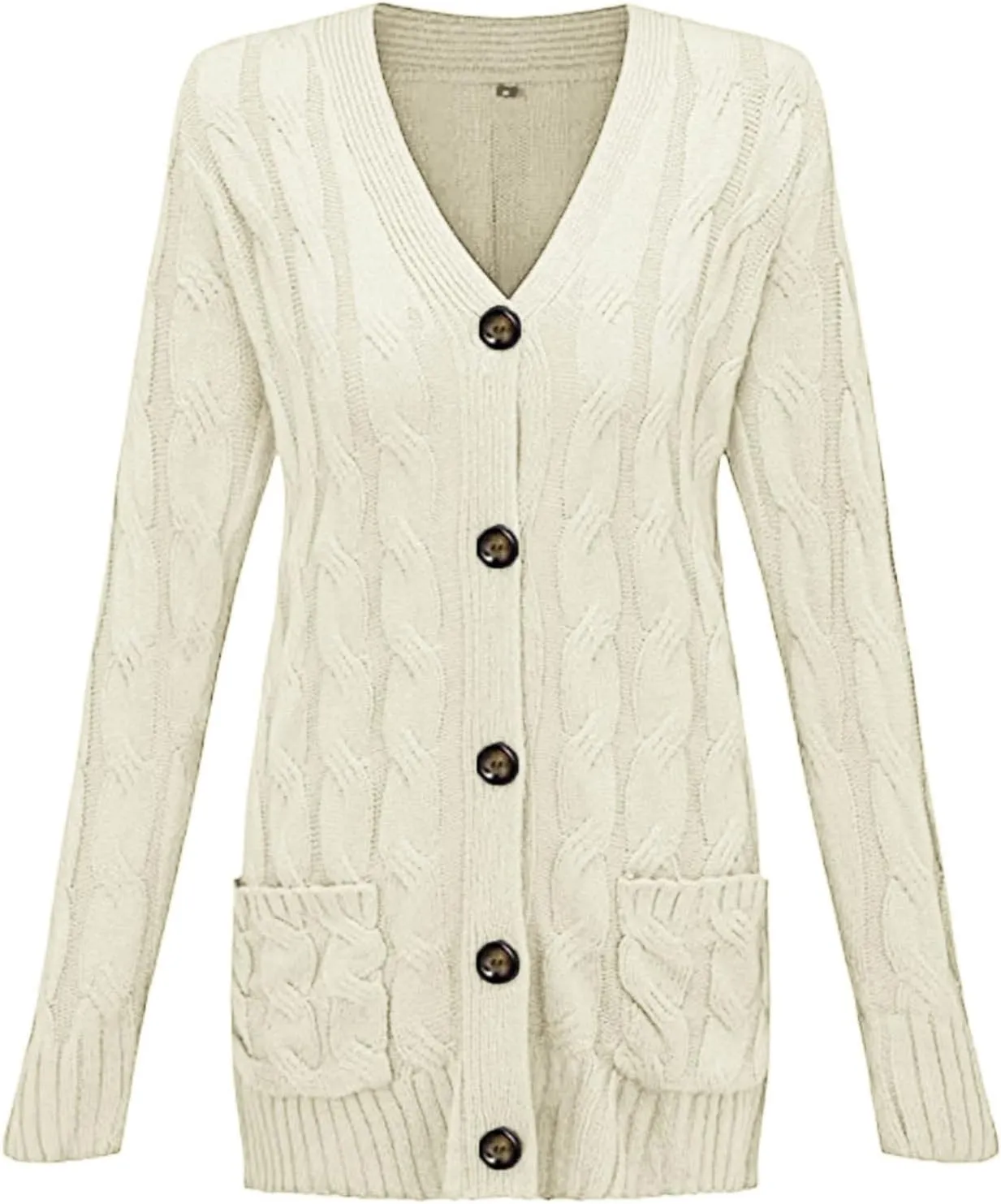 Womens Fall Sweaters Cardigan 2023 Open Front Oversized Button Plus Size Cable Knitted Long Sleeve V Neck Slouchy Outerwear