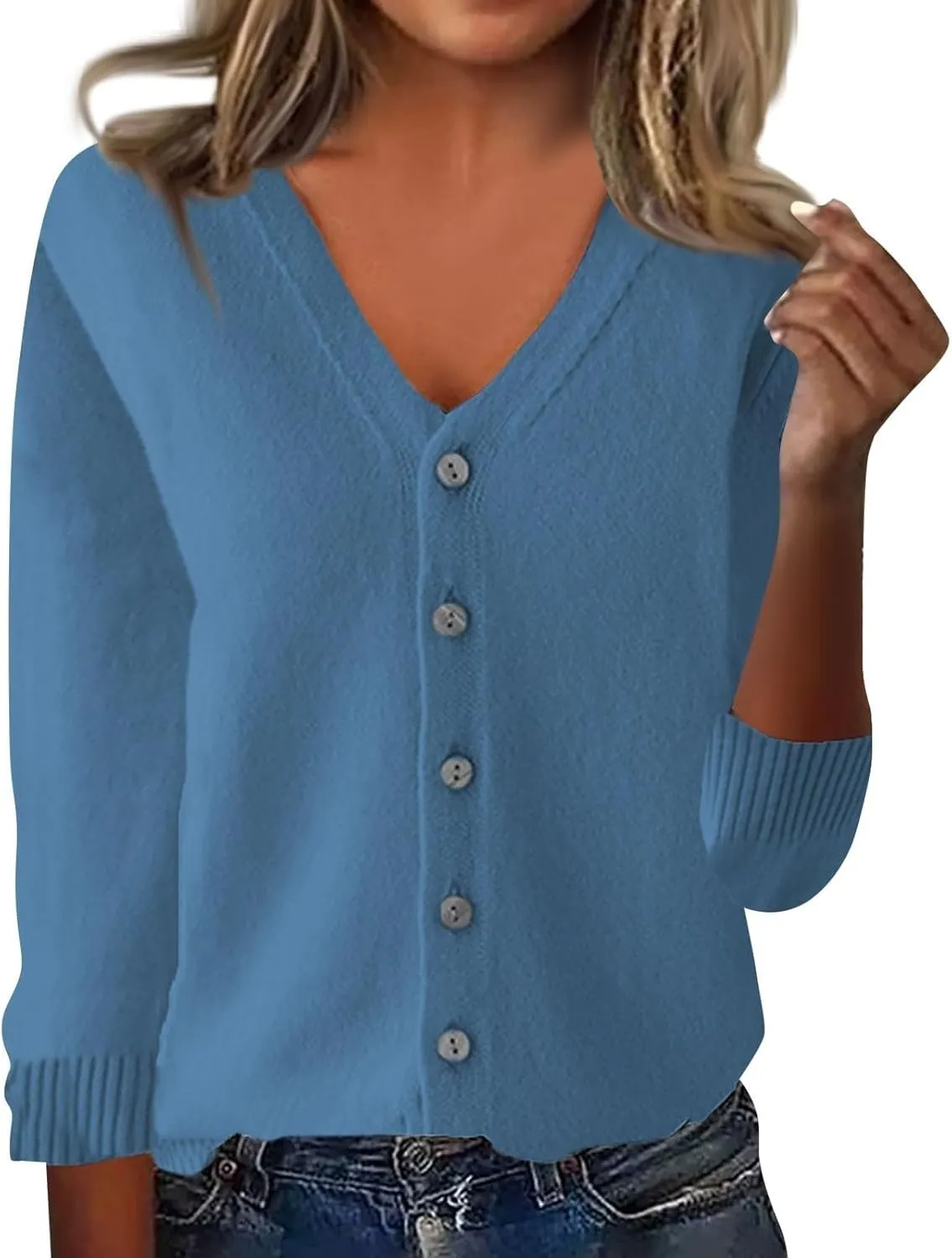 Women's Fall Winter Chunky Knit Cardigan 2025 Long Sleeve Button Down Soft Loose Cropped Sweater Outerwear