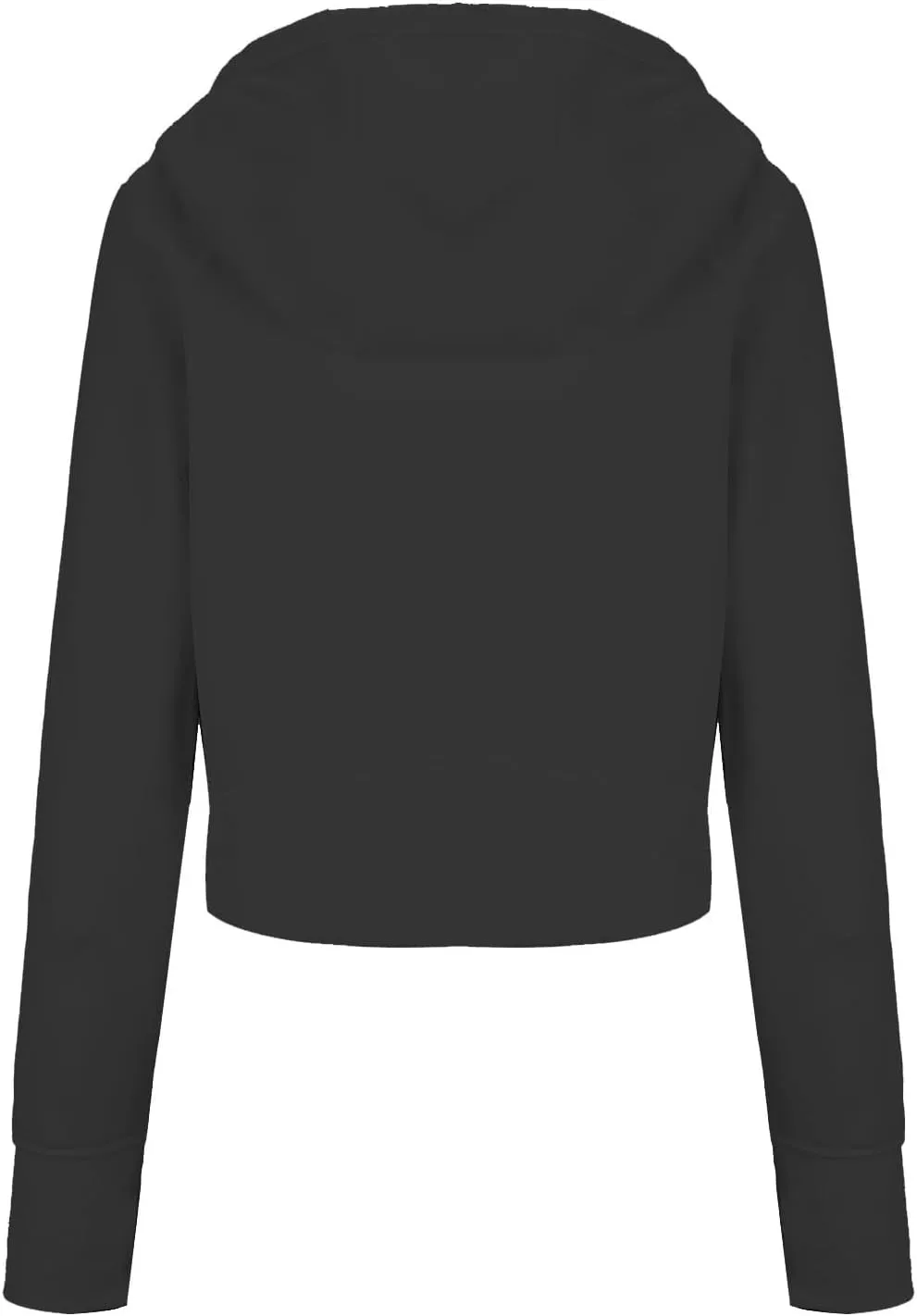 Womens Fashion Hoodie Full Zip Up Solid Color Hooded Cropped Sweatshirts Casual Fall Thumb Hole Fleece Jackets Coat