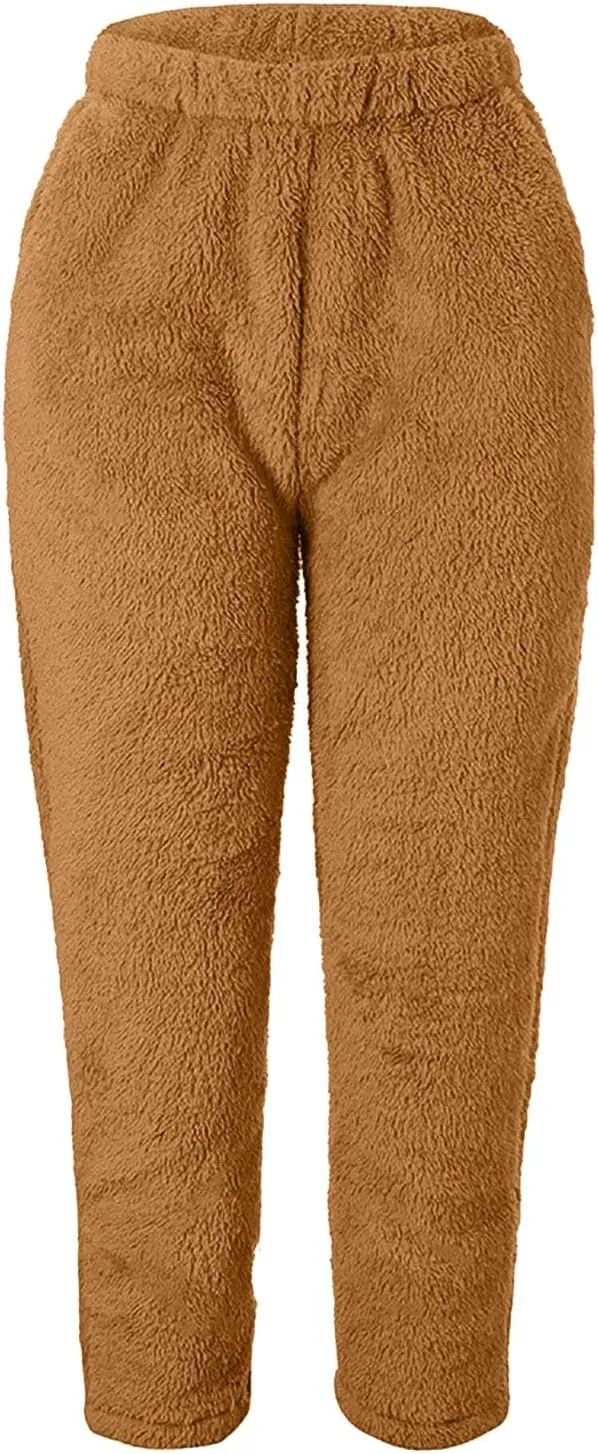 Womens Fleece Pajama Pants Fuzzy Lounge Bottoms Warm Fluffy Sleepwear with Pockets Amazon Outlet Canada Clearance Overstock