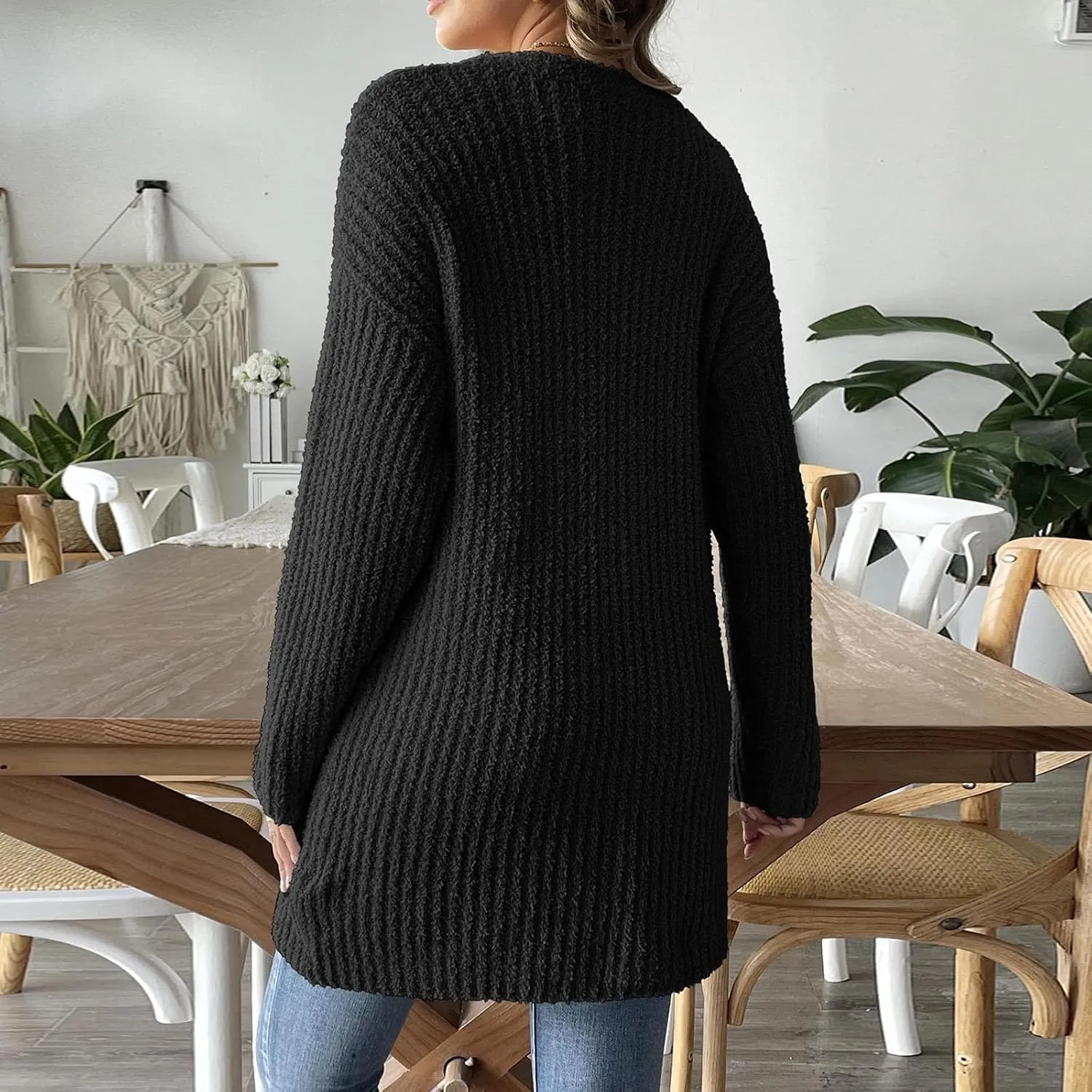 Women's Floral Long Cardigan Long Sleeve V Neck Chunky Sweaters Open Front Long Casual Beach Kimonos Outfits