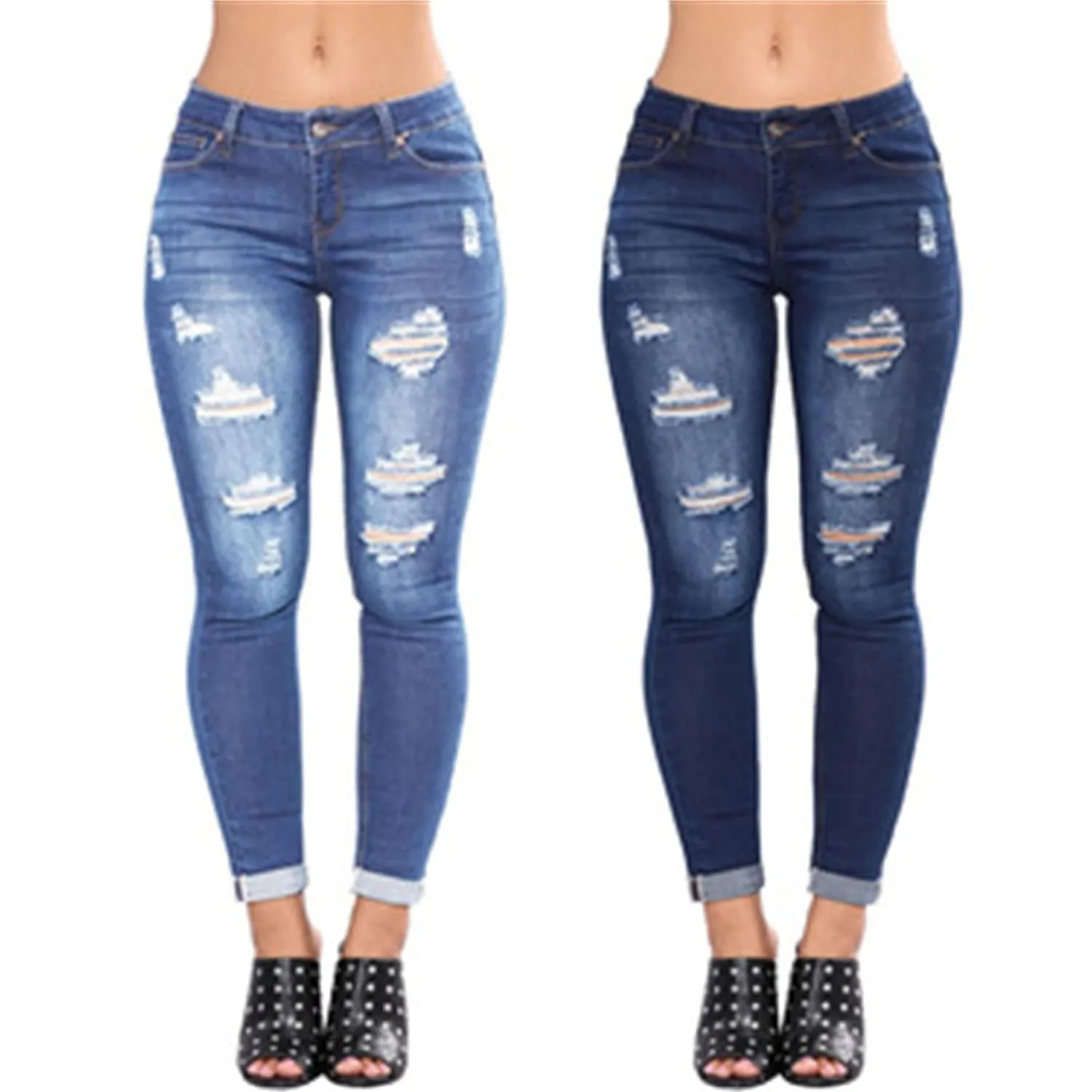 Women's High Waisted Ripped Jeans Slim Fit Butt Lifting Skinny Stretch Denim Pants Juniors Distressed Destroyed Jeans (X-Large,Grey)