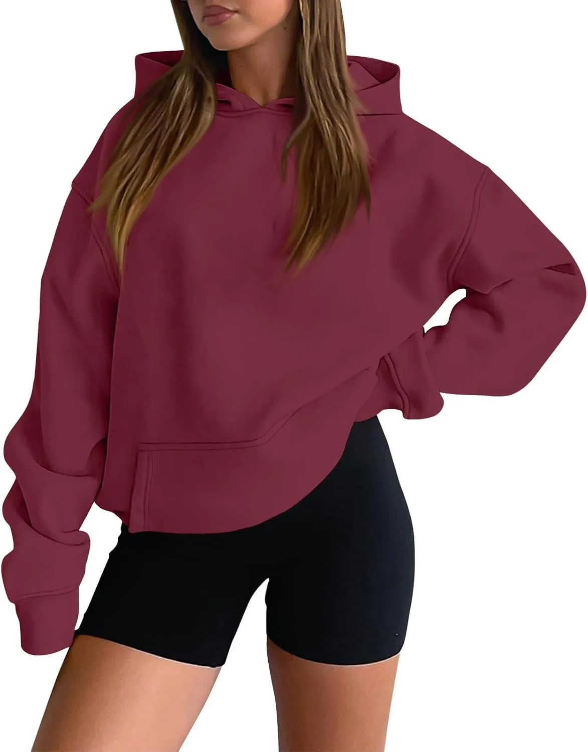 Womens Hoodies Pullover Fleece Lined Oversized Hooded Sweatshirts Teen Girls Sweaters Y2k Hoodie with Pockets
