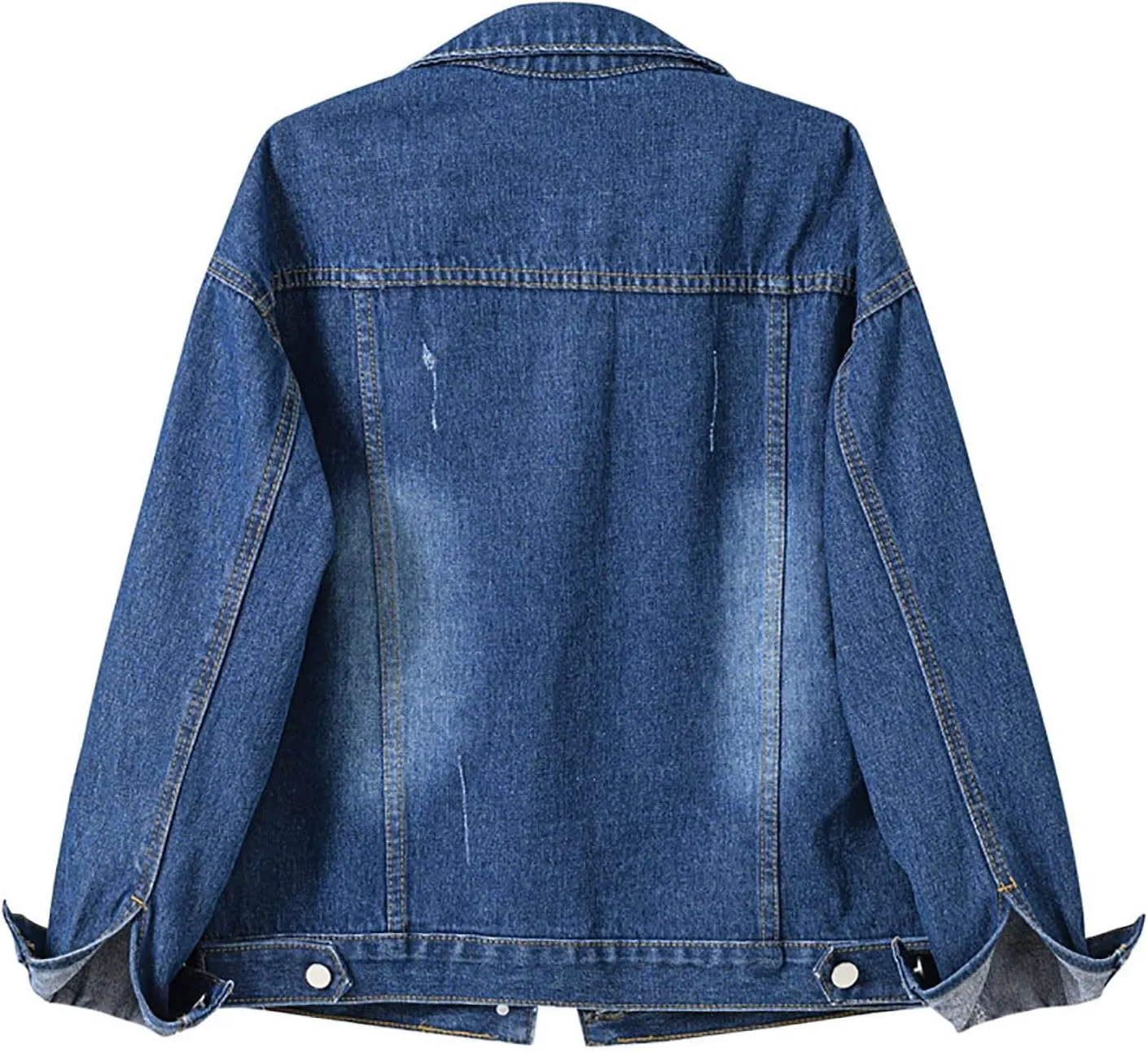 Women's Jean Denim Jacket Classic Trucker Shacket Button Up Cropped Denim Coats Ladies Loose Long Sleeve Outwear