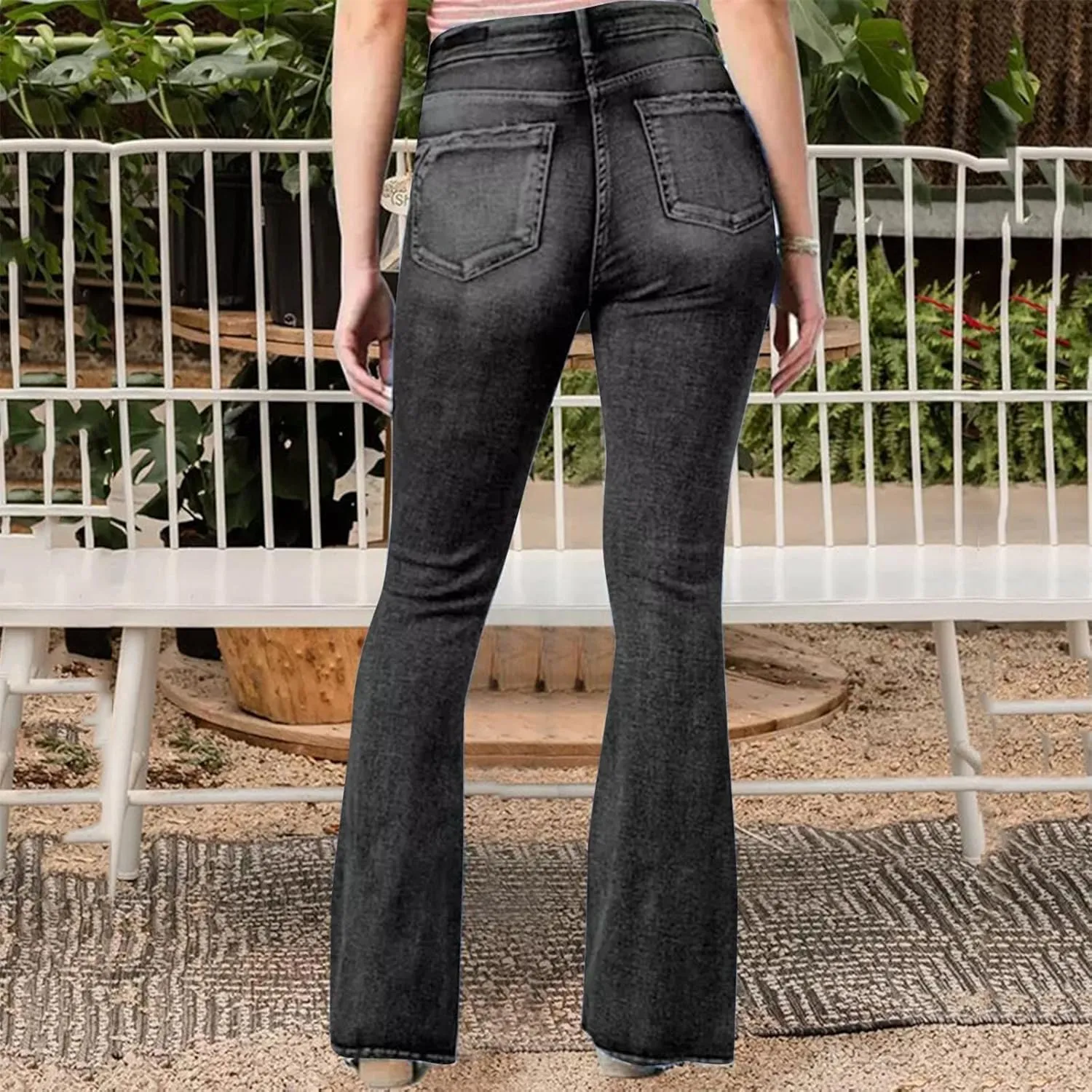 Women's Jeans Straight Leg Jeans Ripped Hem Low Waisted Jeans Wide Jeans High Jeans, XS-5XL