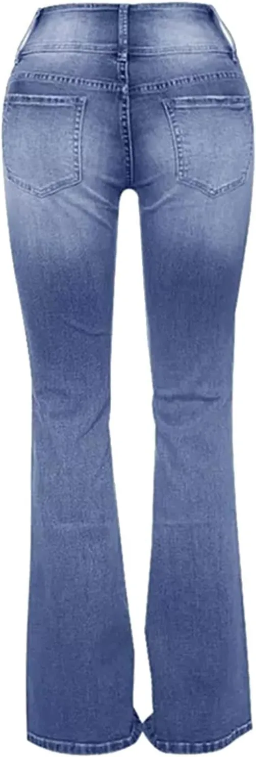 Women's Jeans Straight Leg Jeans Ripped Hem Low Waisted Jeans Wide Jeans High Jeans, XS-5XL