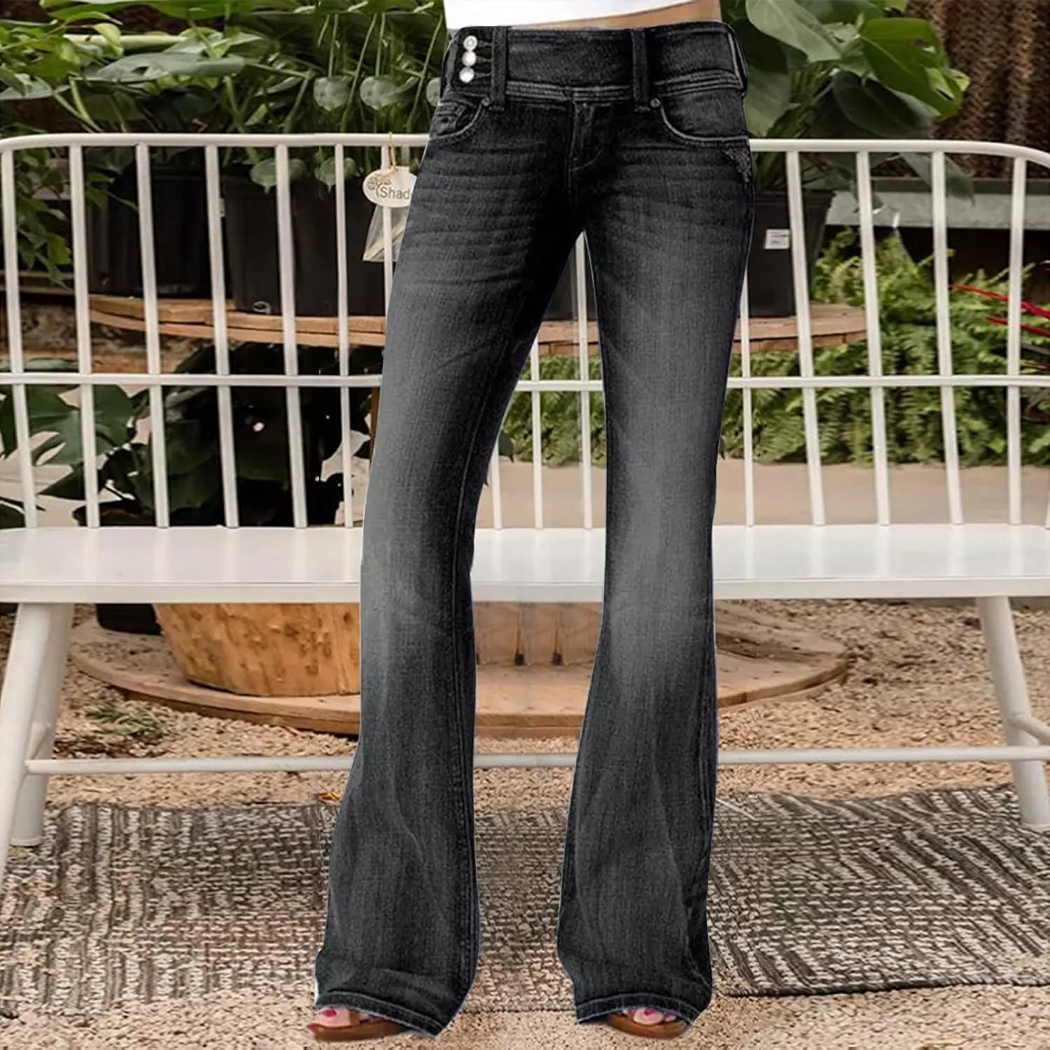 Women's Jeans Straight Leg Jeans Ripped Hem Low Waisted Jeans Wide Jeans High Jeans, XS-5XL