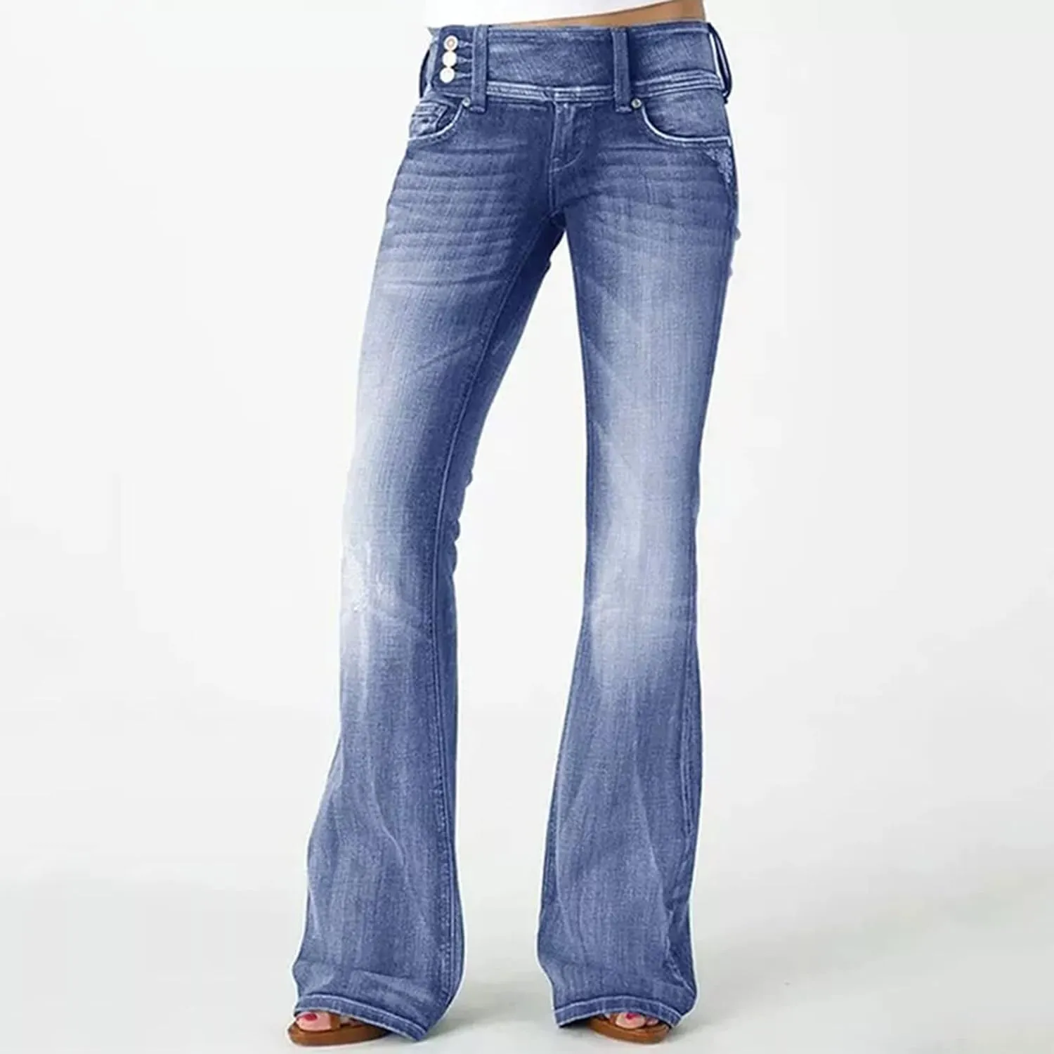 Women's Jeans Straight Leg Jeans Ripped Hem Low Waisted Jeans Wide Jeans High Jeans, XS-5XL