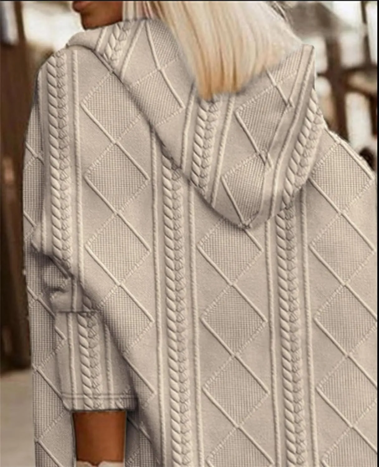 Women's Long Cardigan Sweaters 2023 Fall Winter Oversized Cable Knit Hooded Sweater Coats Casual Loose Trench Coats
