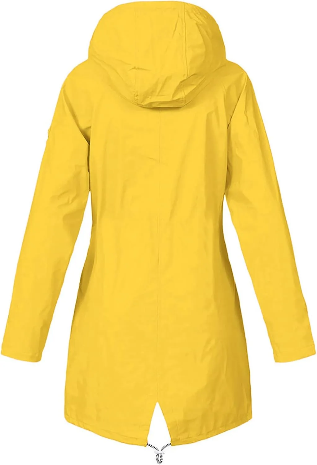 Womens Long Rain Jacket Lightweight Waterproof Windproof Rain Coat Drawstring Zip Up Windbreaker Outdoor Trench Coat