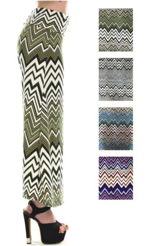 women's long skirts - colored chevron prints Case of 48