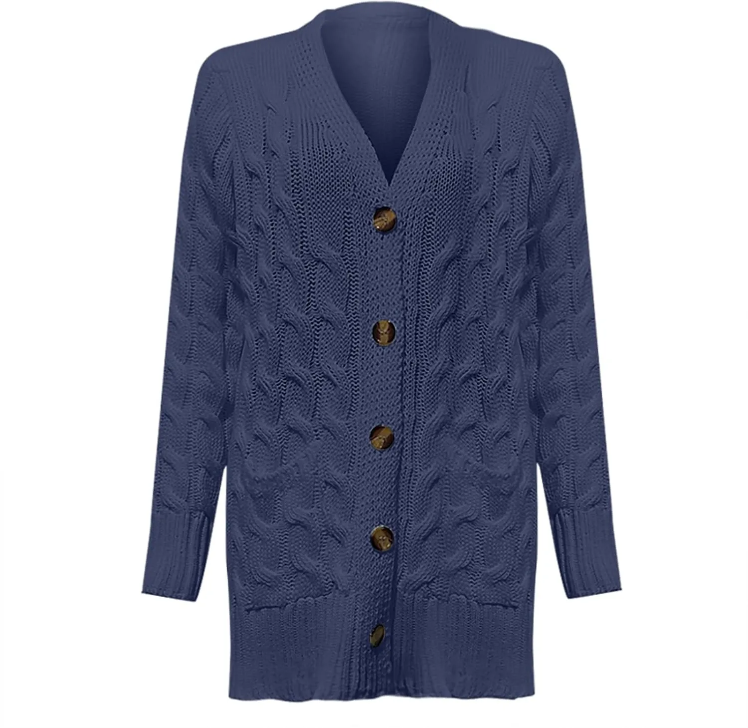 Women's Long Sleeve Oversized Cable Knit Sweater Cardigan Fall Open Front Button Down Chunky Knit Outwear