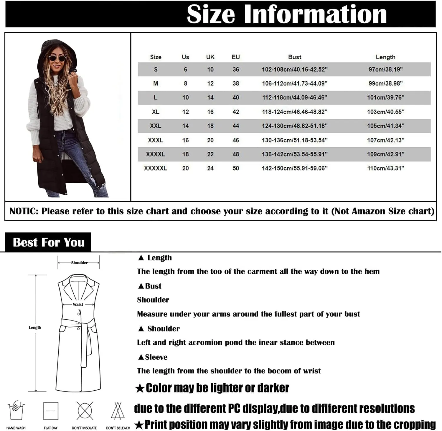 Women's Long Vest Sleeveless Lightweight Puffer Jacket Packable Hooded Down Coat Quilted Vest with Hood Winter