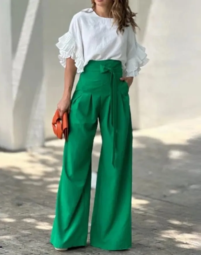 Women's Long Wide Leg Pants M 123946