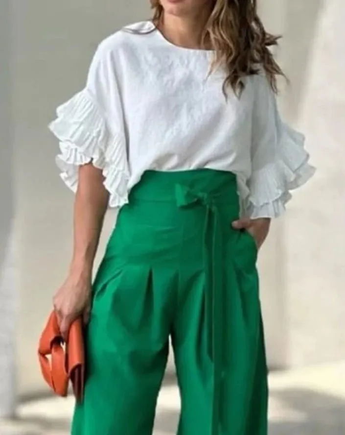 Women's Long Wide Leg Pants M 123946