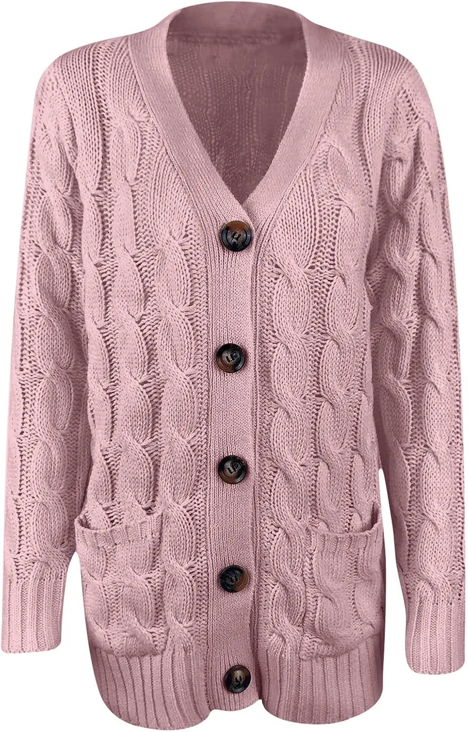 Women's Oversized Chunky Cable Knit Cardigan Sweaters 2024 Fall Open Front Button Knitwear Cardigans Outfits Pockets