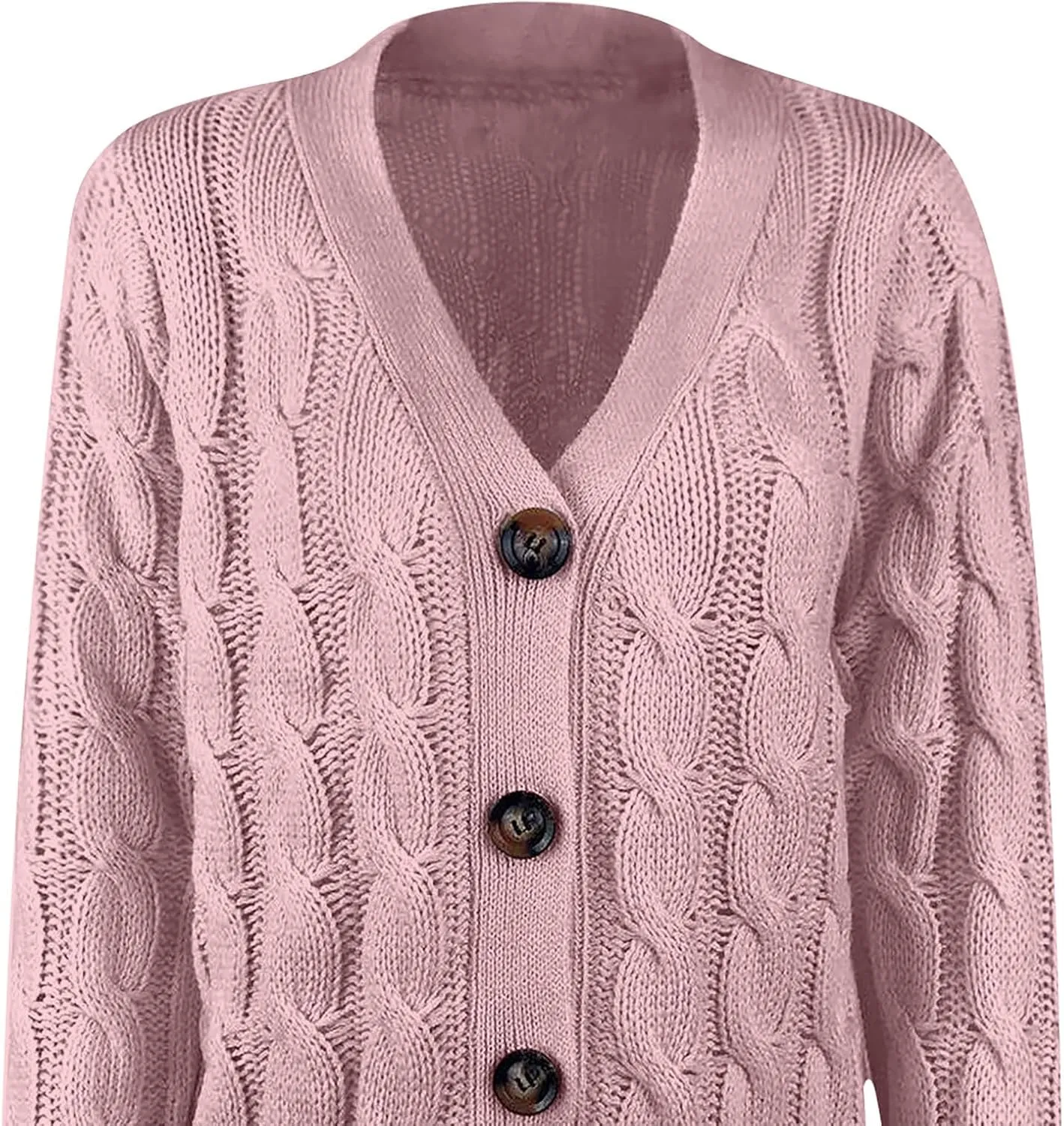 Women's Oversized Chunky Cable Knit Cardigan Sweaters 2024 Fall Open Front Button Knitwear Cardigans Outfits Pockets