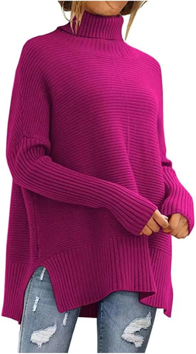 Womens Oversized Chunky Sweaters Turtleneck Long Sleeve Casual Pullovers Trendy Cable Knit Sweater