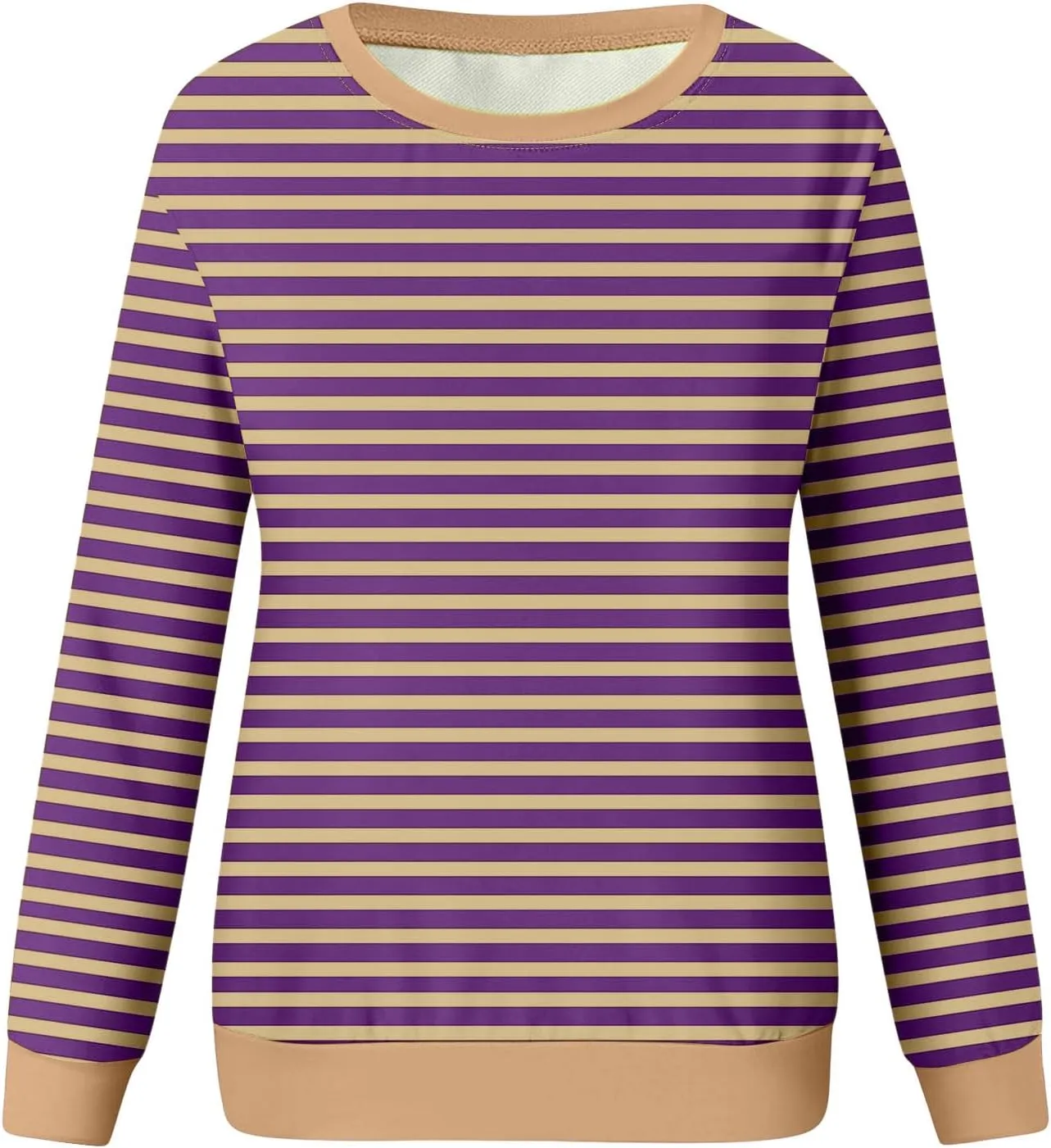 Womens Oversized Hoodless Sweatshirts Striped Long Sleeve Crewneck 2024 Trendy Fall Outfits Pullover Y2K Tops