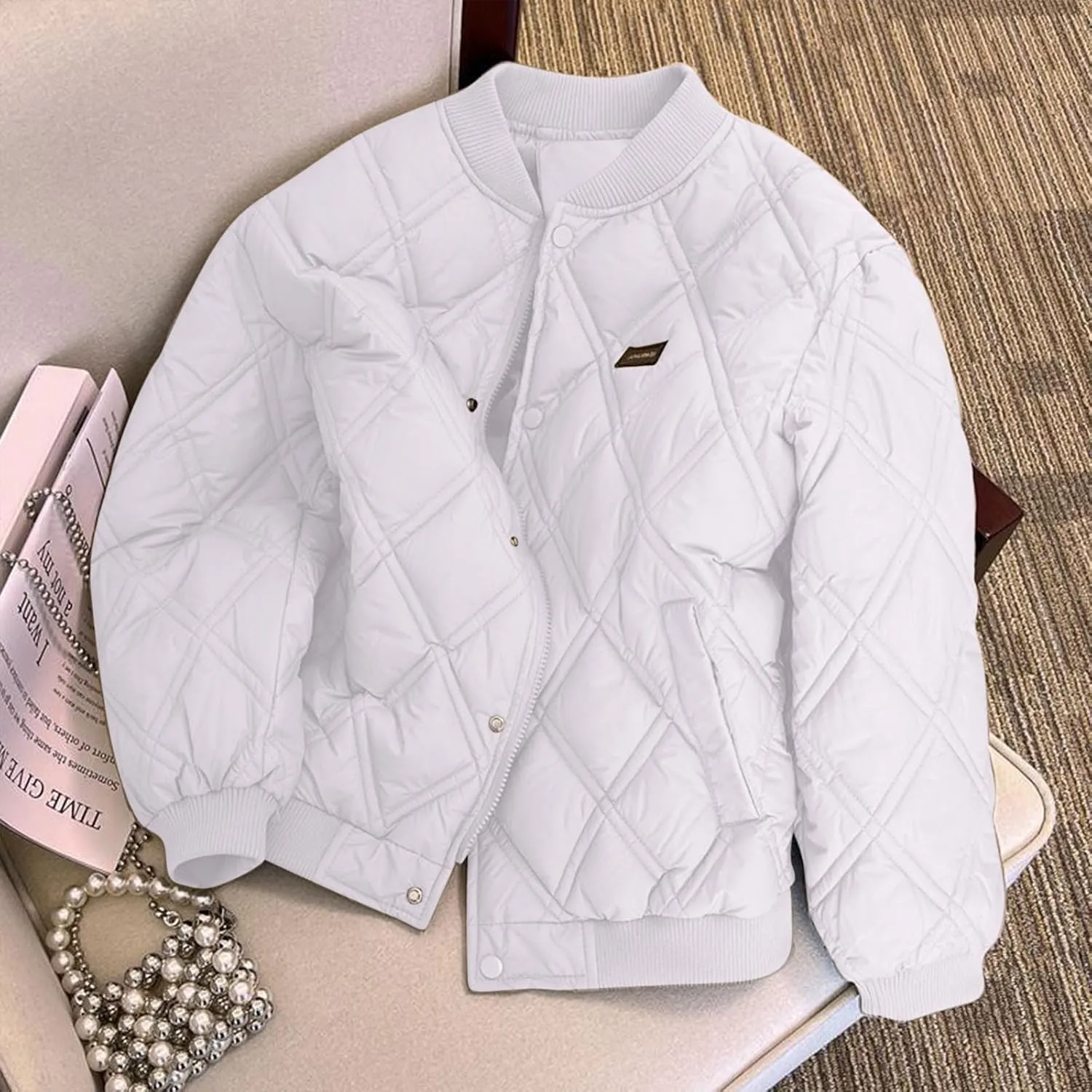 Womens Oversized Quilted Jackets Thicken Winter Coats Lightweight Puffer Jackets Padded Outerwear Warm Parkas Down Coats