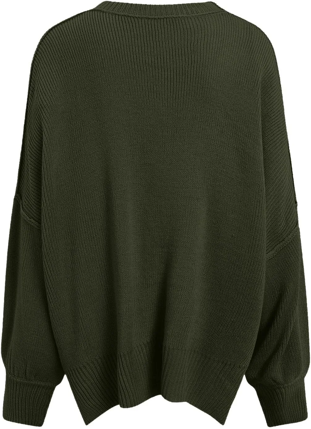 Women's Oversized Sweaters 2024 Fall Outfits Crewneck Ribbed Knit Side Slit Trendy Striped Pullover Tops Winter Warm
