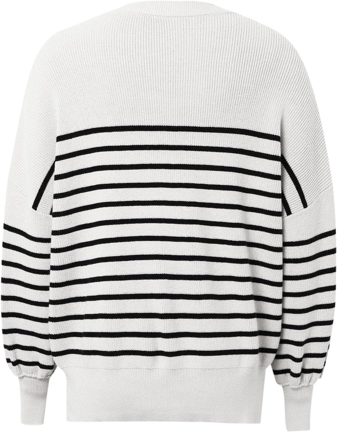 Women's Oversized Sweaters 2024 Fall Outfits Crewneck Ribbed Knit Side Slit Trendy Striped Pullover Tops Winter Warm