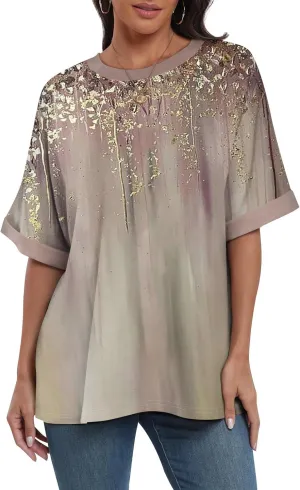 Women's Oversized T Shirts Short Sleeve Crewneck Summer Tops Casual Loose Fit Basic Tee Shirts