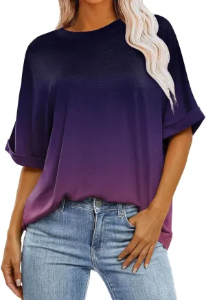 Women's Oversized T Shirts Short Sleeve Crewneck Summer Tops Casual Loose Fit Basic Tee Shirts