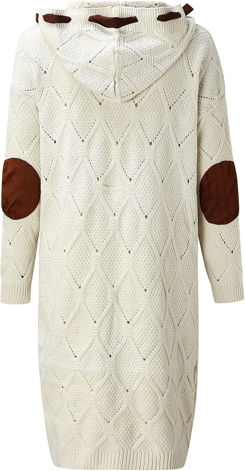 Women's Patchwork Cardigan Long Sleeve Cardigan Knit Sweater Jacket Sweaters for Sweaters