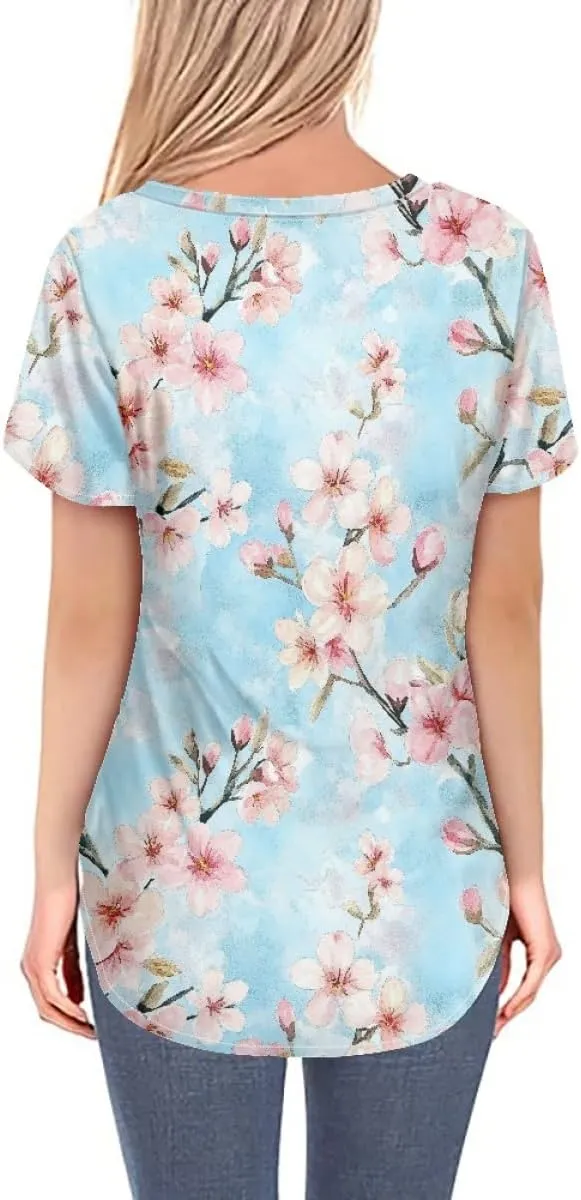 Womens Plus Size Summer Flamingo V-Neck Short Sleeve Casual T-Shirts Tee