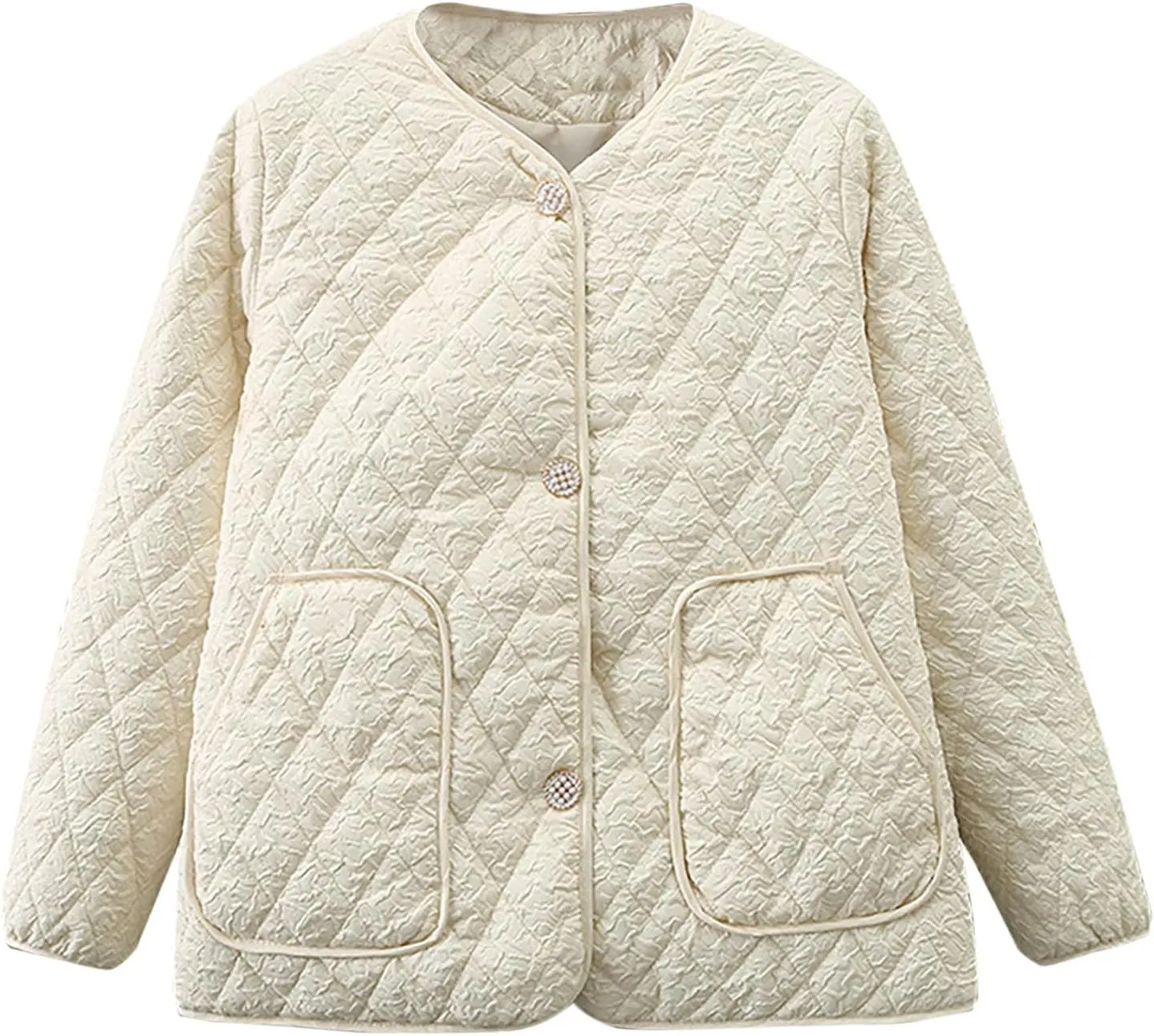 Womens Puffer Coat Winter Packable Quilted Padded Warm Shirts Plus Size Down Jacket Casual Button Down Outwear Tops