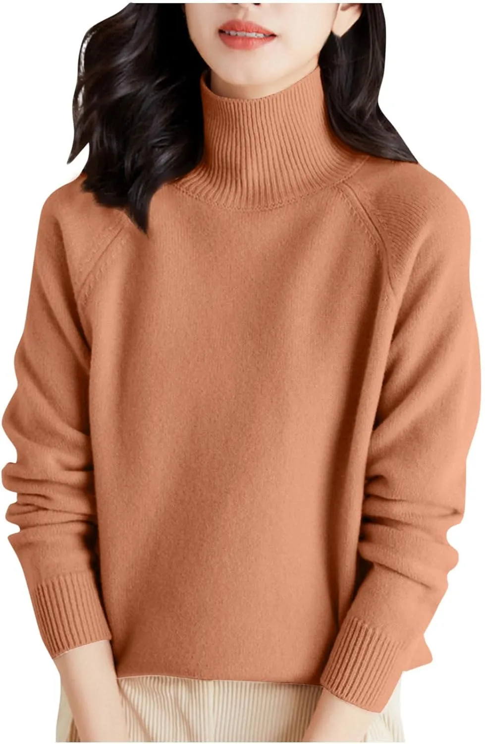 Women's Pullover Sweaters Dressy Turtleneck Oversized Sweater Trendy Fall Tops for Women 2024 Ribbed Knit Pullover