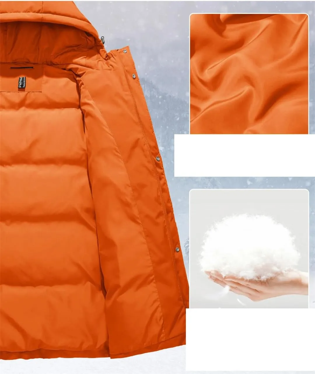 Womens Quilted Down Jackets Padded Puffer Zipper Warm Hooded Coats