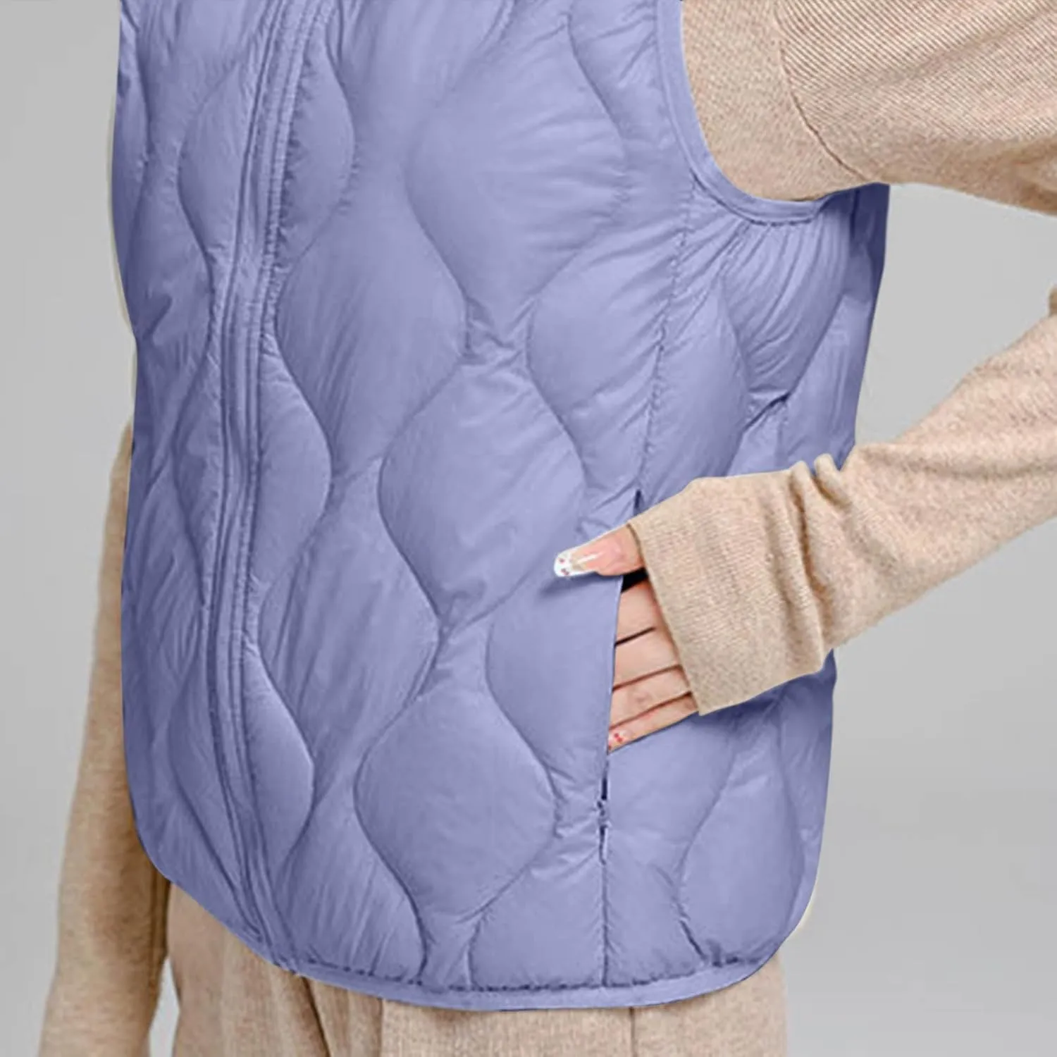 Women's Quilted Vest Lightweight Puffer Jackets Casual Stand Collar Coats Winter Warm Gilet Down Coat with Pockets