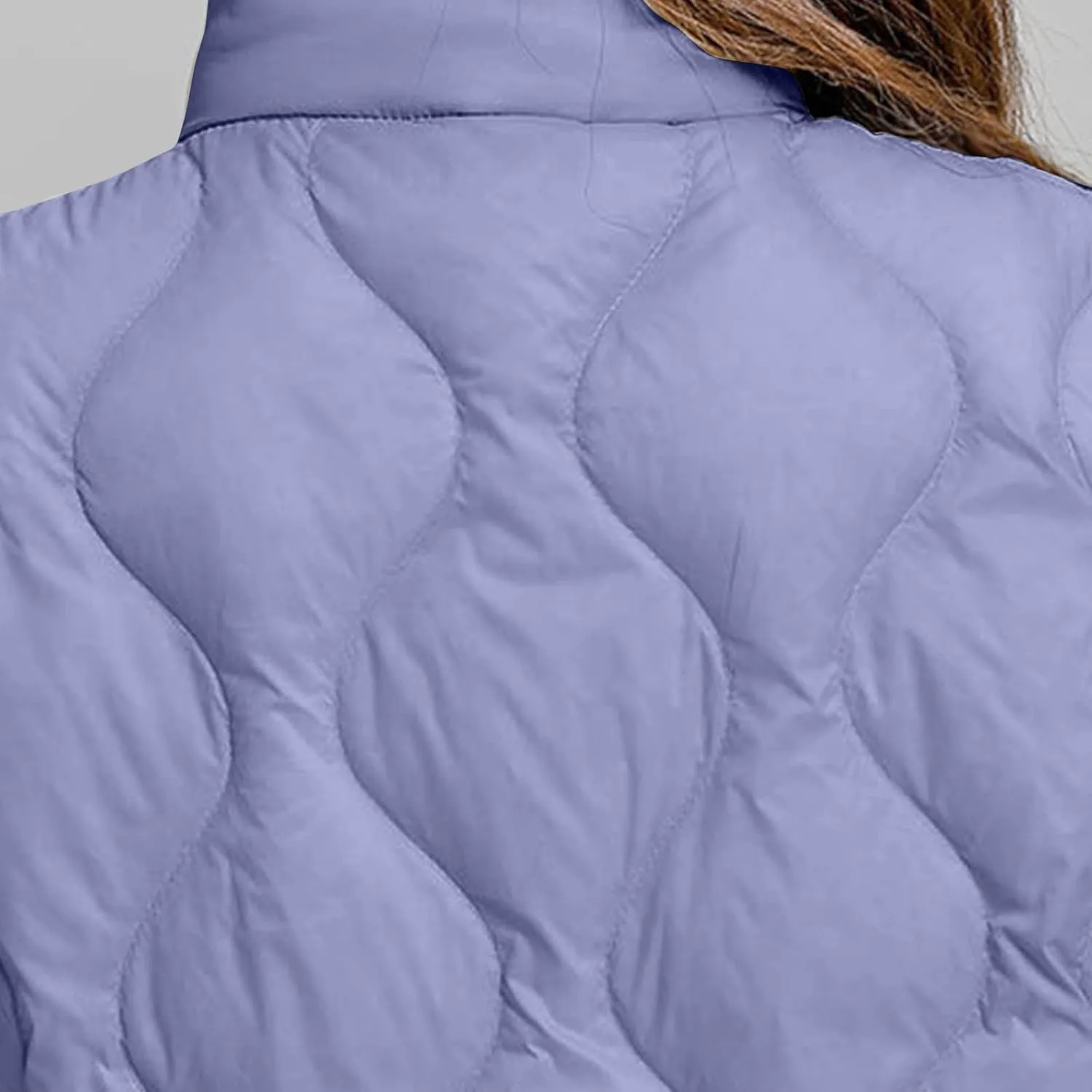 Women's Quilted Vest Lightweight Puffer Jackets Casual Stand Collar Coats Winter Warm Gilet Down Coat with Pockets