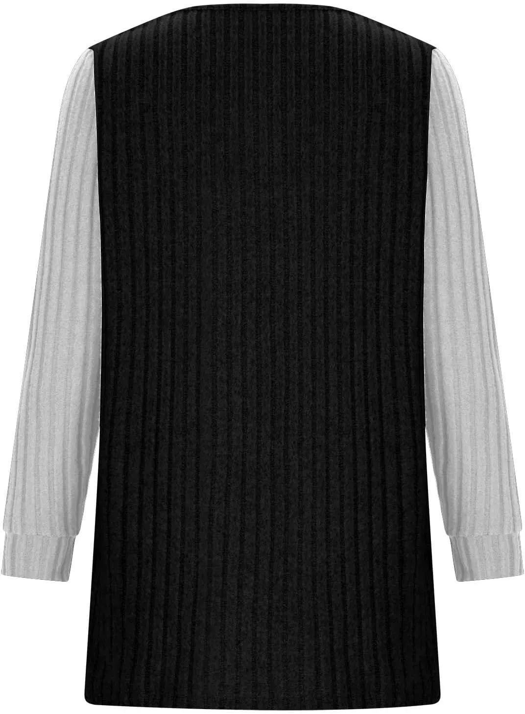 Womens Ribbed Long Sleeve Shirt Trendy Color Block V Neck Casual Tunic Slim Fit Fall Soft Going Out Pullover Sweater