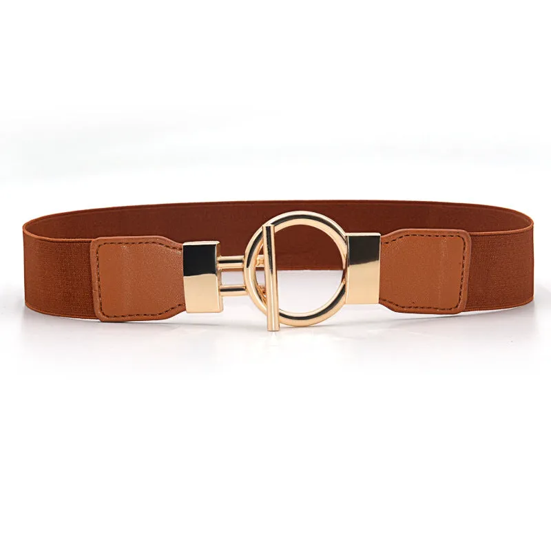 Women's Simple Versatile Elastic Elastic Wide Belt Ring Ring Buckle Decorative Dress