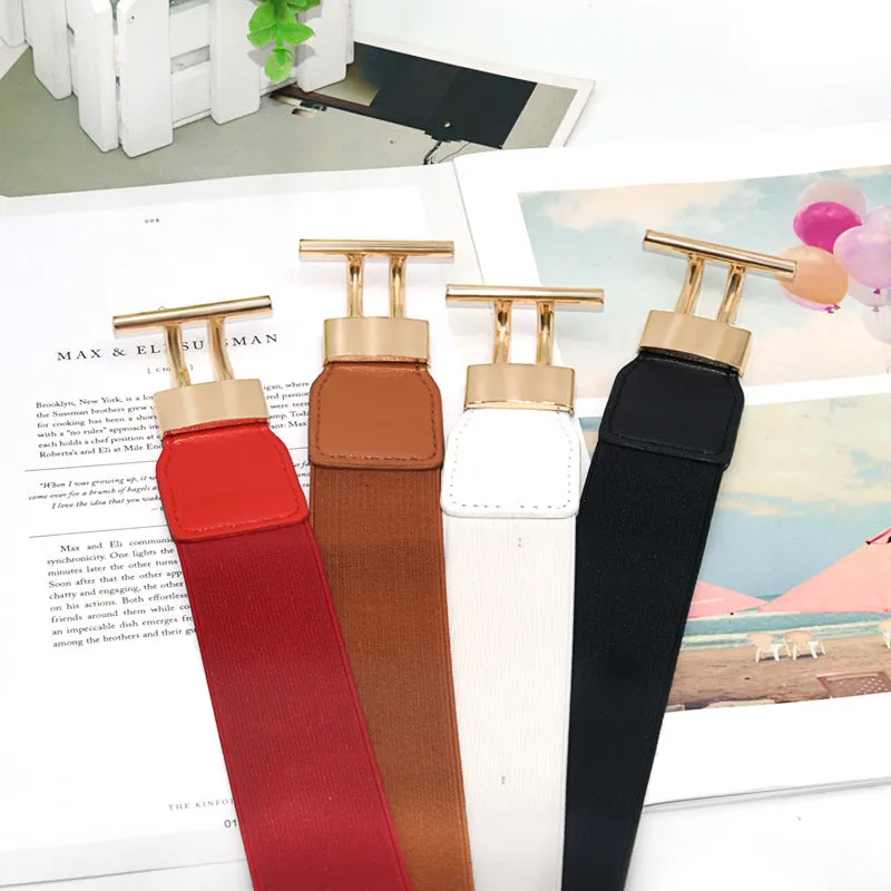 Women's Simple Versatile Elastic Elastic Wide Belt Ring Ring Buckle Decorative Dress