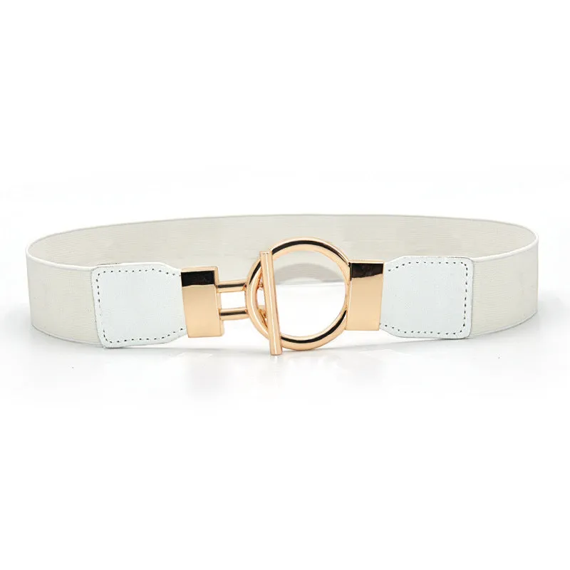 Women's Simple Versatile Elastic Elastic Wide Belt Ring Ring Buckle Decorative Dress